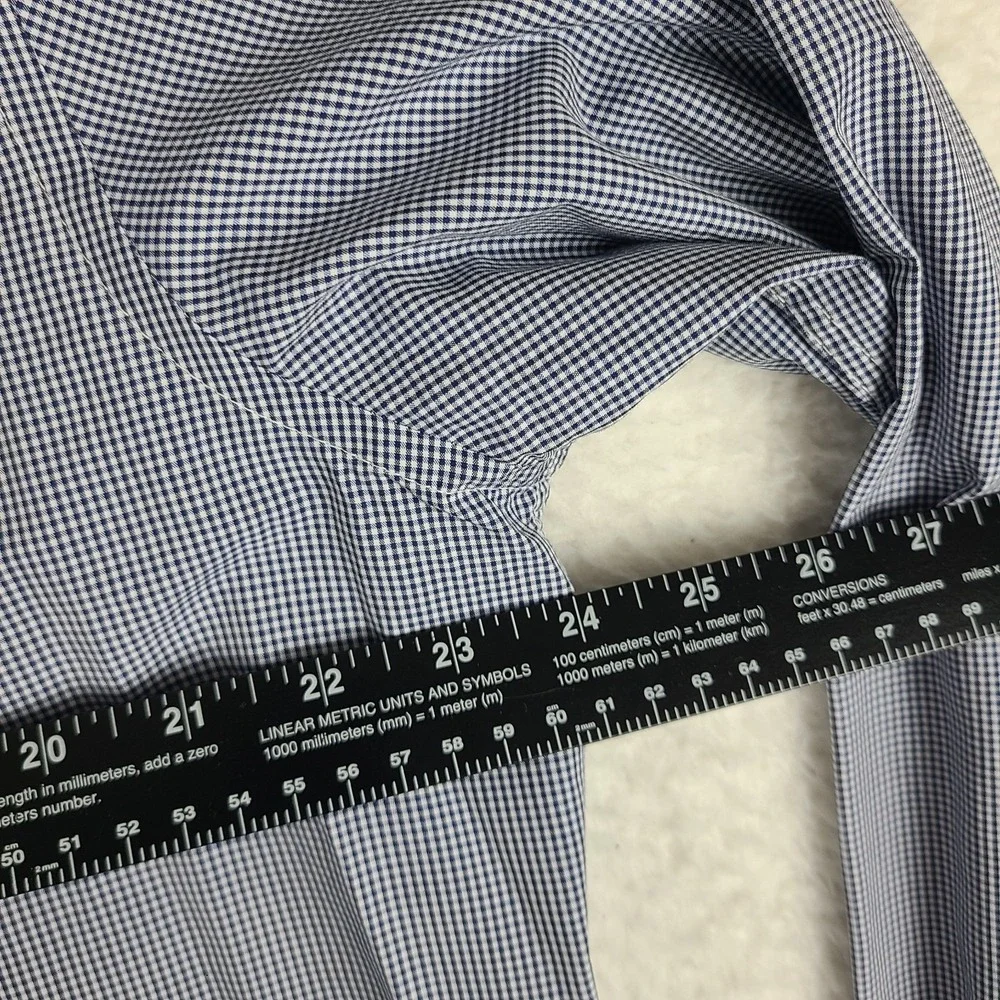AJ ARMANI JEANS Shirt Mens Large Blue Mini Check Regular Fit Dress‎ Button Up
